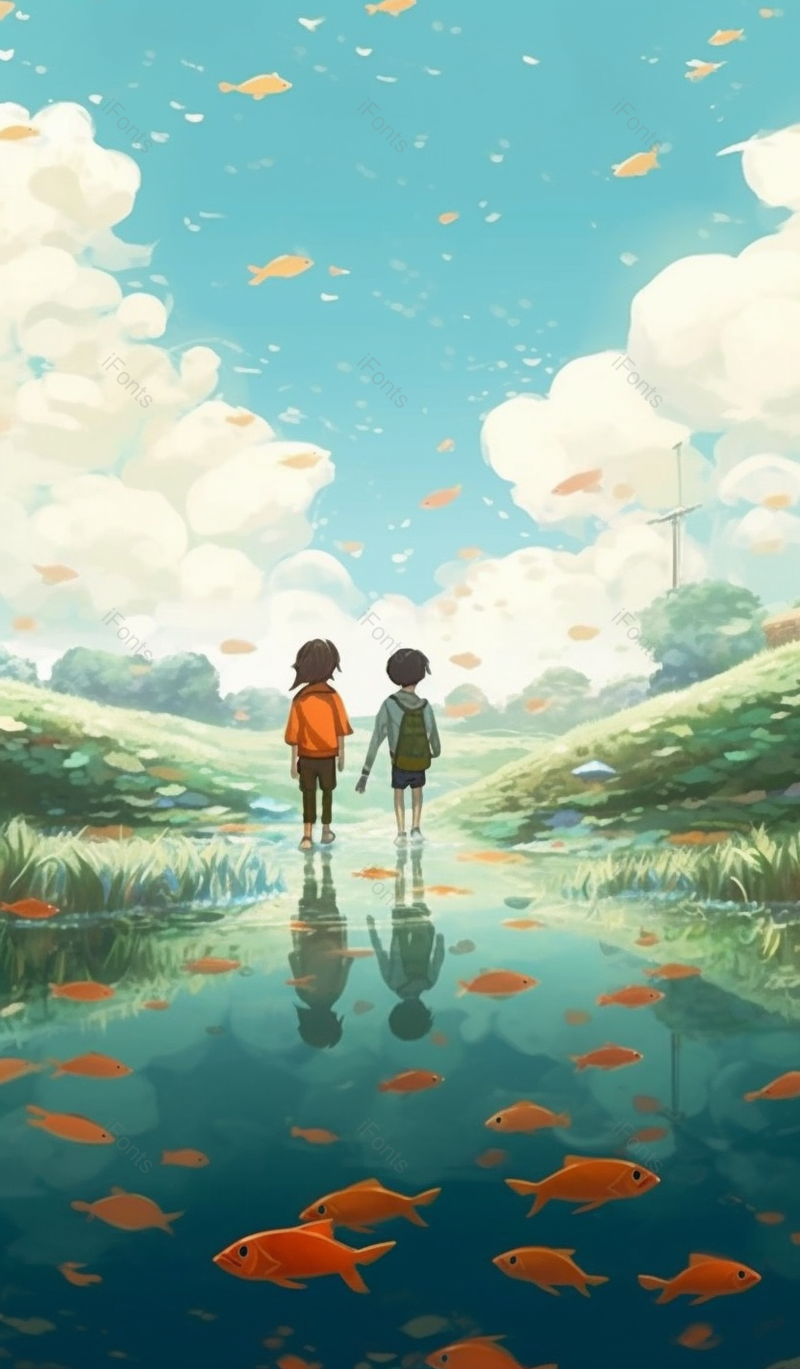 小孩子眼中的奇妙世界蓝天白云卡通插画手绘图,插画/手绘图,插画/手绘图库,插画/手绘图下载,插画/手绘